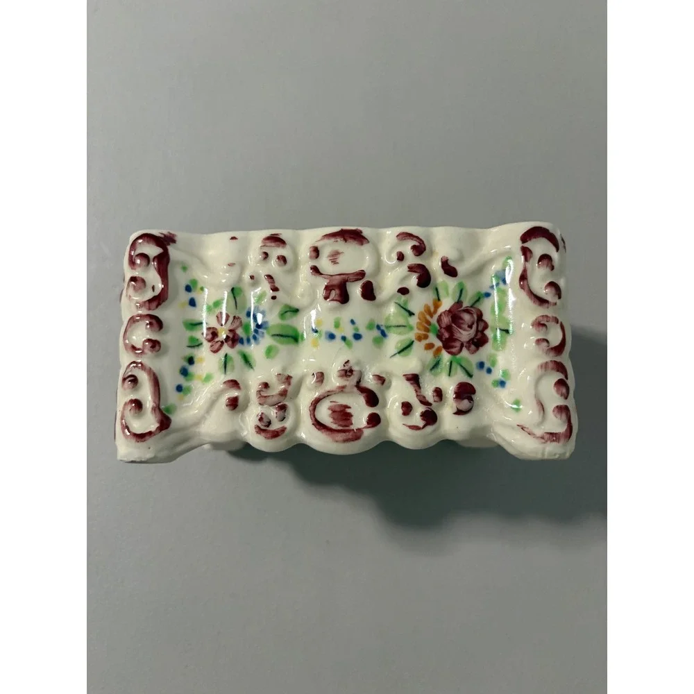 VTG Made in‎ Japan Floral Ceramic Planter Scalloped Rectangular Footed Pot